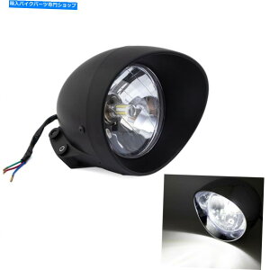 Headlight n[[N[Y`bp[JX^z_XeB[hVhE̍LEDeۃwbhCg Black LED Bullet Headlight For Harley Cruise Chopper Custom Honda Steed Shadow