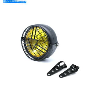 Headlight 6 �����I�[�g�o�C�̉��F�̃O�����w�b�h���C�g�u���P�b�g�J�t�F���[�T�[�v���W�F�N�^�[�{�o�[ 6 Black Motorcycle yellow grill headlight bracket cafe racer projector bobber�y���s�A���i�z