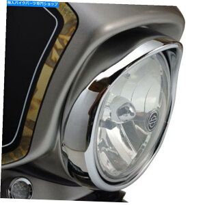 Headlight Chrome Smooth 7 �w�b�h���C�g�g���������O�x�[��w/�r���g�C���o�C�U�[Harley Flht Flhx 80- Chrome Smooth 7 Headlight Trim Ring Bezel W/Built-In Visor Harley FLHT FLHX 80-�y���s�A���i�z