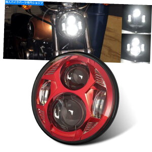 Headlight hbgbh5.75 5-3/4C`LEDwbhCg]ԃoCNpHi-LoEhvWFN^[ DOT Red 5.75 5-3/4 Inch LED Headlight Hi-Lo Round Projector For Bike Motorcycle