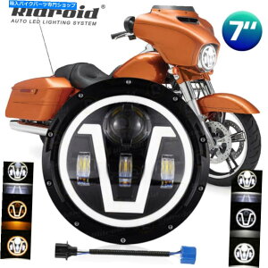 Headlight �n�[���[�_�r�b�h�\���X�g���[�g�O���C�h�̂��߂�7 LED�w�b�h���C�g�v���W�F�N�^�[�n���[�A�C�YDRL 7 inch LED Headlight Projector Halo Eyes DRL For Harley-Davidson Street Glide