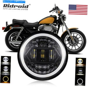 Headlight 5 3/4C`5.75 "LEDwbhCgn[DRLn[[X|[cX^[1200JX^XL1200C 5 3/4 Inch 5.75" LED Headlight Halo DRL For Harley Sportster 1200 Custom XL1200C