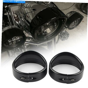 Headlight 2PCS�u���b�N4.5 "�n�[���[�p�̕⏕���C�g�o�C�U�[�X�^�C���p�X�p�X�����v�g���������O 2pcs Black 4.5" Auxiliary light Visor Style Passing Lamp Trim Ring For Harley