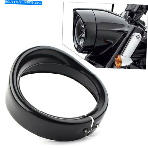 Headlight 7 �w�b�h���C�g�p�b�V���O���C�g�����v����g���������O�o�C�U�[�J�o�[�t�B�b�g�n�[���[�u���b�N 7 Headlight Passing Lights Lamp Decorate Trim Ring Visor Cover Fit Harley Black�y���s�A���i�z
