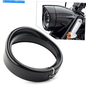 Headlight 7 "�u���b�N�w�b�h���C�g�p�b�V���O���C�g�����v����g���������O�o�C�U�[�J�o�[�n�[���[�̃J�o�[ 7" Black Headlight Passing Light Lamp Decorate Trim Ring Visor Cover For Harley