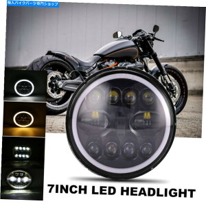 Headlight �n�[���[�_�C�i�J�t�F���[�T�[�̃{�o�[�̂��߂�7�C���`LED�w�b�h���C�g�v���W�F�N�^�[�n���[���[�^�[�T�C�N�� 7 Inch LED Headlight Projector Halo Motorcycle For Harley Dyna Cafe Racer Bobber�y���s�A