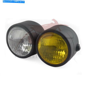 Headlight �c�C�����E���h�u���b�N�A���o�[�����Y�w�b�h���C�g�h�~�l�[�^�[�X�g���[�g�t�@�C�^�[�p�̃I�[�g�o�C Twin Round Black Amber lens Headlights Motorcycle for Dominator Streetfighter�y���s�A���i�z