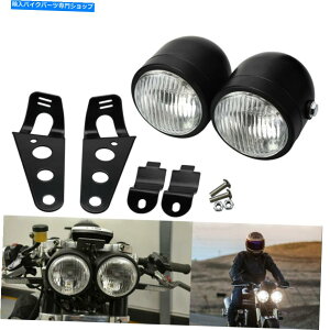 Headlight �I�[�g�o�C�f���A���X�|�[�c�c�C���w�b�h���C�g�w�b�h�����v�t���n�[���[�ɍ������}�E���g�u���P�b�g�t�� Motorcycle Dual Sport Twin Headlight Head Lamp w/Mount Bracket Fit For Harley�y���s�A���i�z