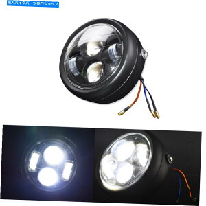 Headlight �u���b�N6.5 �I�[�g�o�CLED�w�b�h���C�g�w�b�h�����v�n�[���[�{�[�Y�J�t�F���[�T�[�Ƀt�B�b�g Black 6.5 Motorcycle LED Headlight Head Lamp Fit For Harley Bobbers Cafe Racer�y���s�A���i�z