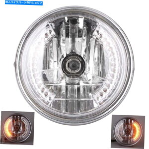 Headlight 1 PC 8 "[^[TCNJtF[T[H4wbhCgLEDAo[^[VOivn[[p 1 Pc 8" Motorcycle Cafe Racer H4 Headlight LED Amber Turn Signal Lamp For Harley