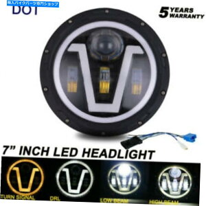 Headlight 7 ''�ۂ��n���[�G���W�F���A�C�Y���[�h�W�[�v�����O���[JK TJ�I�[�g�o�C�o�C�N�̃w�b�h���C�g 7'' Round Halo Angel Eyes LED Headlight for Jeep Wrangler JK TJ Motorcycle Bike�y���s�A���i�z