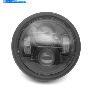 Headlight 6.5 "}bgubN^vWFN^[LEDwbhCgHI/LOr[JtF[T[{o[ 6.5" Matte Black Metal Projector LED Headlight Hi/Lo Beam For Cafe Racer Bobber