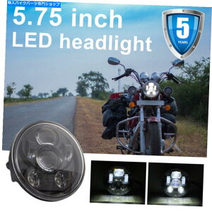 Headlight 1PC LED�I�[�g�o�C�w�b�h���C�g5.75�C���`6�����v�r�[�Y���E���h�G���W�F���A�C�A���~�j�E�� 1pc LED Motorcycle Headlight 5.75 Inch 6 Lamp Beads Round Angel Eye Aluminum�y���s�A���i�z