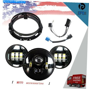 Headlight cA[ɓKĂ郍[hLOBLK 7 "LEDwbhCg +pXCg Fit For Touring Road King BLK 7" LED Headlight + Passing Lights