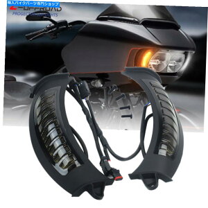 Headlight 2x LED�T�C�h�}�[�J�[���C�g�z���C�gDRL�A���o�[�^�[���V���K�������v���[�h�O���C�h2015+ 2x LED Side Marker Lights White DRL Amber Turn Singals Lamp for Road Glide 2015+�y���s�A���i�z
