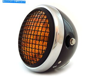 Headlight 6.5 "nQI[goCwbhCgWO - ubNN}bgubNAo[ 6.5" Halogen Motorcycle Headlight w Grill - Gloss Black Chrome Matte Black Amber