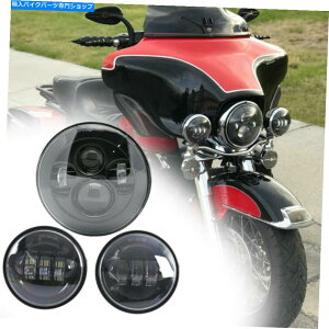 Headlight 7 "LEDvWFN^[wbhCg +[^[cA[̂߂̃pbVOCgGNgOCh 7" LED Projector Headlight + Passing Lights For motor Touring Electra Glide