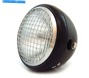 Headlight 6.5 "nQI[goCwbhCgtO - }bgubNOXubNN 6.5" Halogen Motorcycle Headlight w/ Grill - Matte Black Gloss Black Chrome