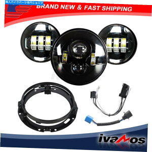 Headlight 7 "LEDwbhCg +cA[[hLOBLK 2007ɍpbVOCg 7" LED Headlight + Passing Lights Fit For Touring Road King BLK 2007