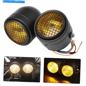 Headlight ���j�o�[�T���I�[�g�o�C�c�C���w�b�h���C�g�_�u���f���A�������v�_�[�g�o�C�N�X�g���[�g�t�@�C�^�[ Universal Motorcycle Twin Headlight Double Dual Lamp Dirt Bike Street Fighter�y���s�A���i�z