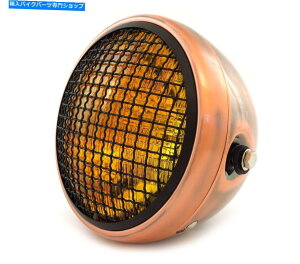Headlight 7 �T�C�h�}�E���g�I�[�g�o�C�w�b�h���C�g�t���O���� - �u�����Y - �}�b�g�u���b�N - �A���o�[ 7 Side Mount Motorcycle Headlight w/ Grill - Bronze - Matte Black - Amber�y���s�A���i�z