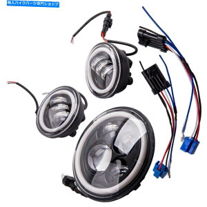 Headlight �V����7 LED�v���W�F�N�^�[�w�b�h���C�g��4.5�u�p�X���C�g�u���b�N�f�C�^�C�������j���O���C�g New 7 LED Projector Headlight & 4.5�g Passing Lights Black Daytime Running Light�y���s�A���i�z