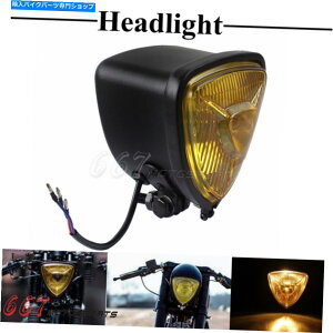 Headlight ggCAOwbhCg[^[TCNH4n[[_rbh\phi/lowbhv Retro Triangle Headlight Motorcycle H4 Amber HI/LO Head Lamp For Harley-Davidson