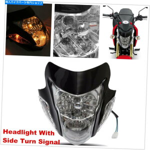 Headlight 35W�I�[�g�o�C�I�t���[�h�w�b�h���C�gw/ side�^�[���M�����F�̃o���u�����v�V�F���L�b�g 35W Motorcycle Off-road Headlight w/ Side Turn Signal Yellow Bulb Lamp Shell Kit�y���s�A���i�z