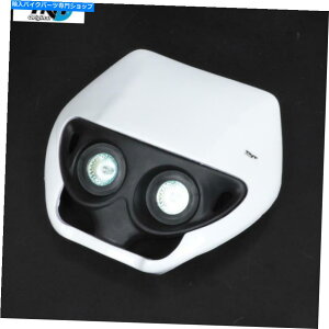 Headlight �w�b�h���C�g�v���[�gTNT���G���f���[�����g�N���X50�̂��߂̃z���C�g�f���A�������� Headlight Plate TNT White Dual Optical Horizontal for Enduro Motocross 50 To�y���s�A���i�z