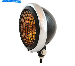 Headlight 5.75 "Ot{g}EgwbhCg - }bgubNNAo[ 5.75" Bottom Mount Headlight w/ Grill - Gloss Matte Black Chrome Amber