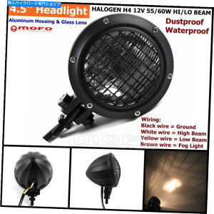 Headlight �I�[�g�o�C4.5�C���O�����w�b�h���C�gH4 HI/LO�r�[���w�b�h�����v�n�[���[�J�t�F���[�T�[ Motorcycle 4.5in Grille Headlight H4 Hi/Lo Beam Headlamp For Harley Cafe Racer�y���s�A���i�z