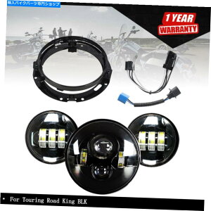 Headlight �c�[�����O���[�h�L���OBlk 7 "LED�w�b�h���C�g +�p�X���C�g������ For Touring Road King BLK 7" LED Headlight + Passing Lights US