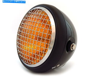 Headlight 6.5 "nQI[goCwbhCgWO - ubN}bgubNNAo[ 6.5" Halogen Motorcycle Headlight w Grill - Gloss Black Matte Black Chrome Amber
