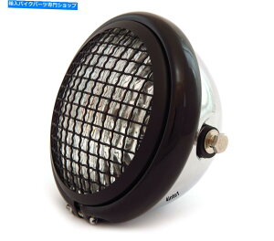 Headlight 5.75 "nQI[goCwbhCgtO - N - }bgubN - NA 5.75" Halogen Motorcycle Headlight w/ Grill - Chrome - Gloss Matte Black - Clear