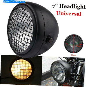 Headlight 7 �I�[�g�o�C�w�b�h���C�g�t���O���� - �n�[���[�T�C�h�}�E���g�p�̍���12V 55W�n���Q�� 7 Motorcycle Headlight w/ Grill - Black 12V 55W Halogen for Harley Side Mount�y���s�A���i�z