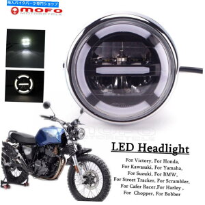 Headlight HI/LOr[LEDwbhCgzCgfCCgDRLn[[z_}nJtF[T[ Hi/Lo Beam LED Headlight White Daylight DRL For Harley Honda Yamaha Cafe Racer