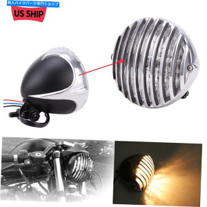 Headlight JtF[T[̃{o[XS650 CB750 XL̃I[goCtBtOLEDwbhCg MOTORCYCLE FINNED GRILL LED HEADLIGHT FOR CAFE RACER BOBBER XS650 CB750 XL