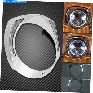 Headlight Chrome 7 '' LEDwbhCgx[obgEBOtFAOJo[n[[c[O2014 Chrome 7'' LED Headlight Bezel Batwing Fairing Cover Fit For Harley Touring 2014