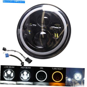Headlight �n�[���[�J�t�F���[�T�[�`���b�p�[�{�o�[�p7�C���`LED HI/LO�v���W�F�N�^�[�w�b�h���C�g�u���b�N 7 Inch LED Hi/Lo Projector Headlight Black For Harley Cafe Racer Chopper Bobber�y���s�A���i�z