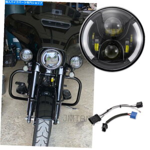 Headlight �n�[���[�J�t�F���[�T�[���[�h�L���O�X�g���[�g�O���C�h�\�t�g�A�C��FLST��7 ���E���h�w�b�h���C�g 7 LED Round Headlight For Harley Cafe Racer Road King Street Glide Softail FLST�y���s�A���i�z