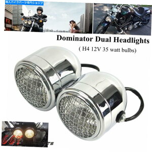 Headlight �N�����c�C���w�b�h���C�g���[�^�[�T�C�N���h�~�l�[�^�[�_�u���f���A�������v3.5 �t�����g���C�g Chrome Twin Headlight Motorcycle Dominator Double Dual Lamp 3.5 Front Lights�y���s�A���i�z