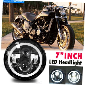 Headlight �z���_���}�n�I�[�g�o�C��7 �C���`LED�w�b�h���C�gDRL�G���W�F���A�C 7 inch LED Headlight DRL Angel Eyes for Honda Yamaha Motorcycle�y���s�A���i�z
