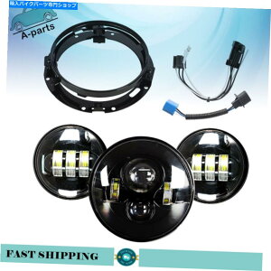 Headlight 7 "LED�w�b�h���C�g +�p�b�V���O���C�g�t�B�b�g2007�c�[�����O���[�h�L���OBLK NEW 7" LED Headlight + Passing Lights Fit For 2007 Touring Road King BLK New