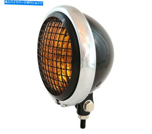 Headlight 5.75 "[^[TCN{g}EgwbhCgtwbhCg - OXubNNAo[ 5.75" Motorcycle Bottom Mount Headlight w/ Grill - Gloss Black Chrome Amber