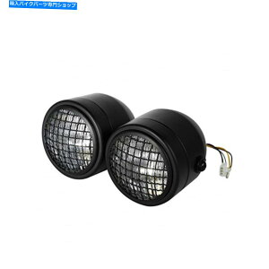 Headlight }bgubNOcCfAwbhCgvXg[gt@C^[JtF[T[̎] Matt Black grill twin dual headlight lamp streetfighter cafe racer naked bike