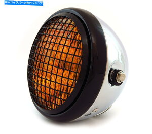 Headlight 6.5 "TCh}EgnQI[goCwbhCgtO - NOXubNAo[ 6.5" Side Mount Halogen Motorcycle Headlight w/ Grill - Chrome Gloss Black Amber
