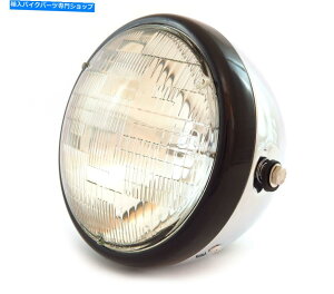 Headlight 7 "JX^TCh}EgI[goCwbhCg - N - OXubN - NA 7" Custom Side Mount Motorcycle Headlight - Chrome - Gloss Black - Clear