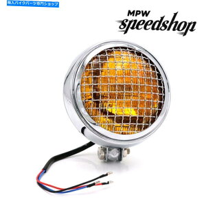 Headlight ���j�o�[�T���J�X�^���J�t�F���[�T�[5.75 �I�[�g�o�C�w�b�h���C�g�t���I�[�g�o�C�w�b�h���C�g���F�̃����Y�p Universal Custom Cafe Racer 5.75 Motorcycle Headlight w/Grill for Yellow Lens�y���s�A���i