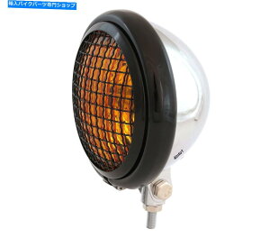 Headlight 5.75 "[^[TCN{g}EgwbhCgtwbhCg - NOXubNAo[ 5.75" Motorcycle Bottom Mount Headlight w/ Grill - Chrome Gloss Black Amber