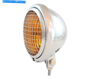 Headlight 5.75 �J�X�^���I�[�g�o�C�{�g���}�E���g�w�b�h���C�g�t���w�b�h���C�g�t�� - �N�����A���o�[ 5.75 Custom Motorcycle Bottom Mount Headlight w/ Grill - Chrome Amber�y���s�A���i�z